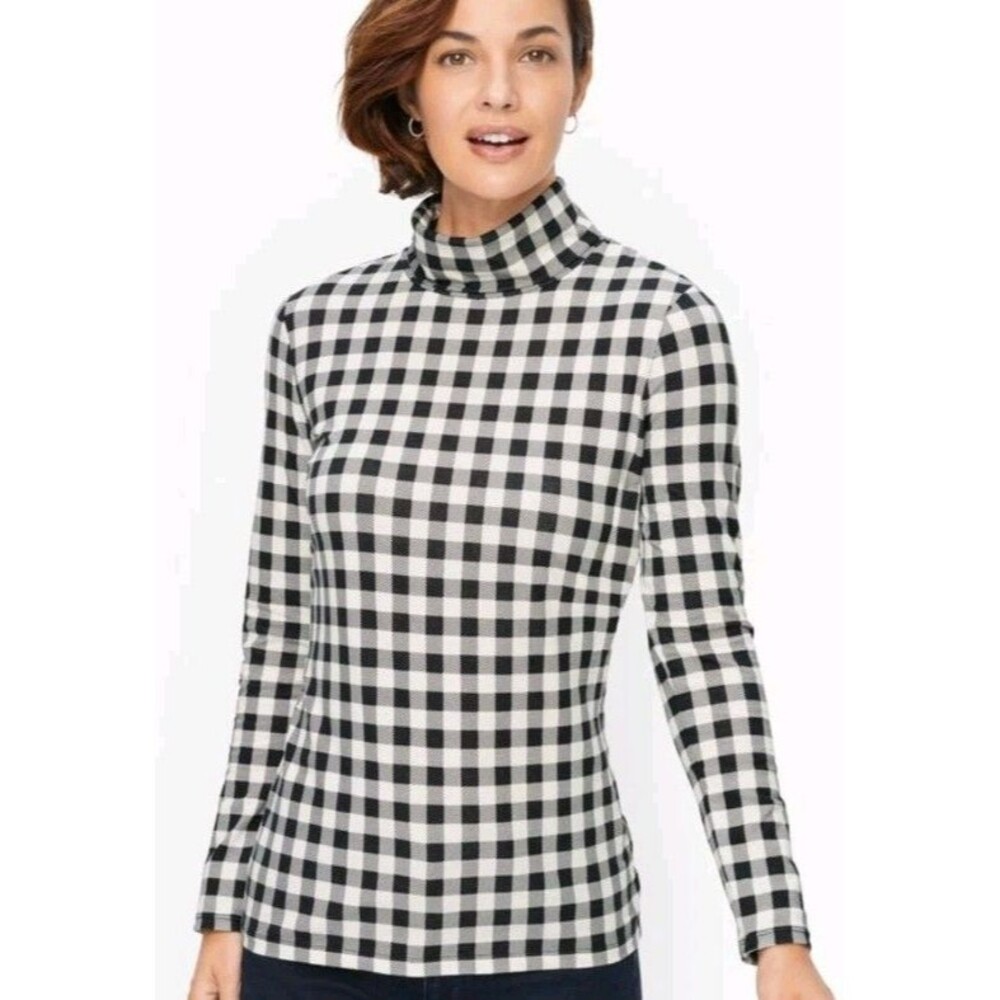 Talbots Theramwarmth Gingham Turtle Neck Pullover L